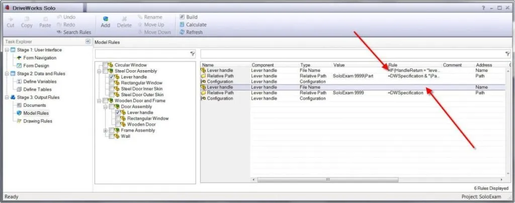 Defining rules for DriveWorks automation