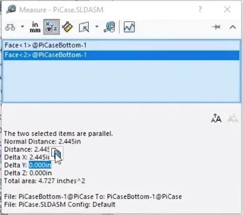 SOLIDWORKS Measurement Display