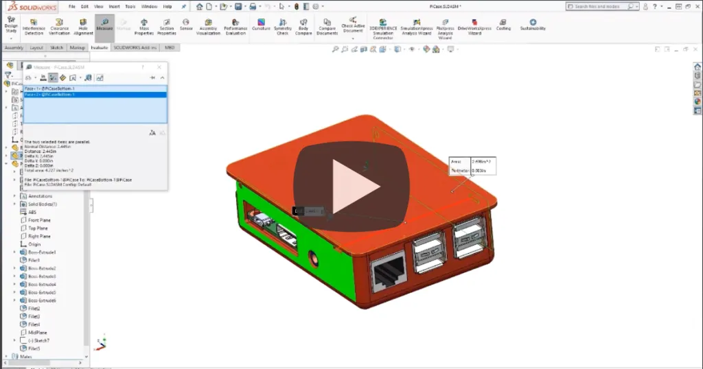 SW VTT how do i measure in solidworks FI