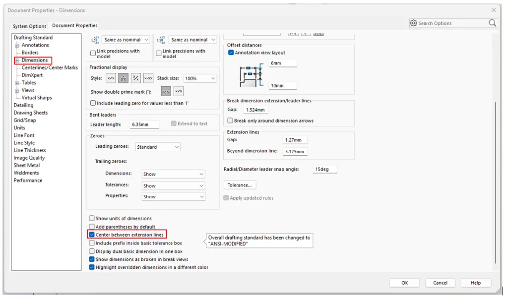 How to Center Dimensions by Default in SOLIDWORKS Drawings 5 Setting to center dimensions by default