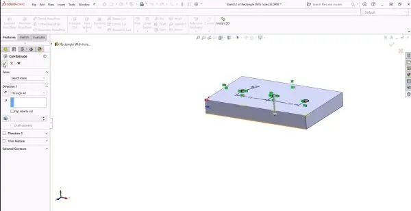 How to extrude a rectangle with holes
