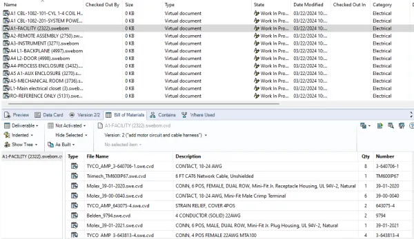 Comparing Common Cloud-Based SOLIDWORKS File Management Systems | Why You Need CAD-Aware Data Management 3 Reviewing an electro-mechanical BOM in SOLIDWORKS PDM